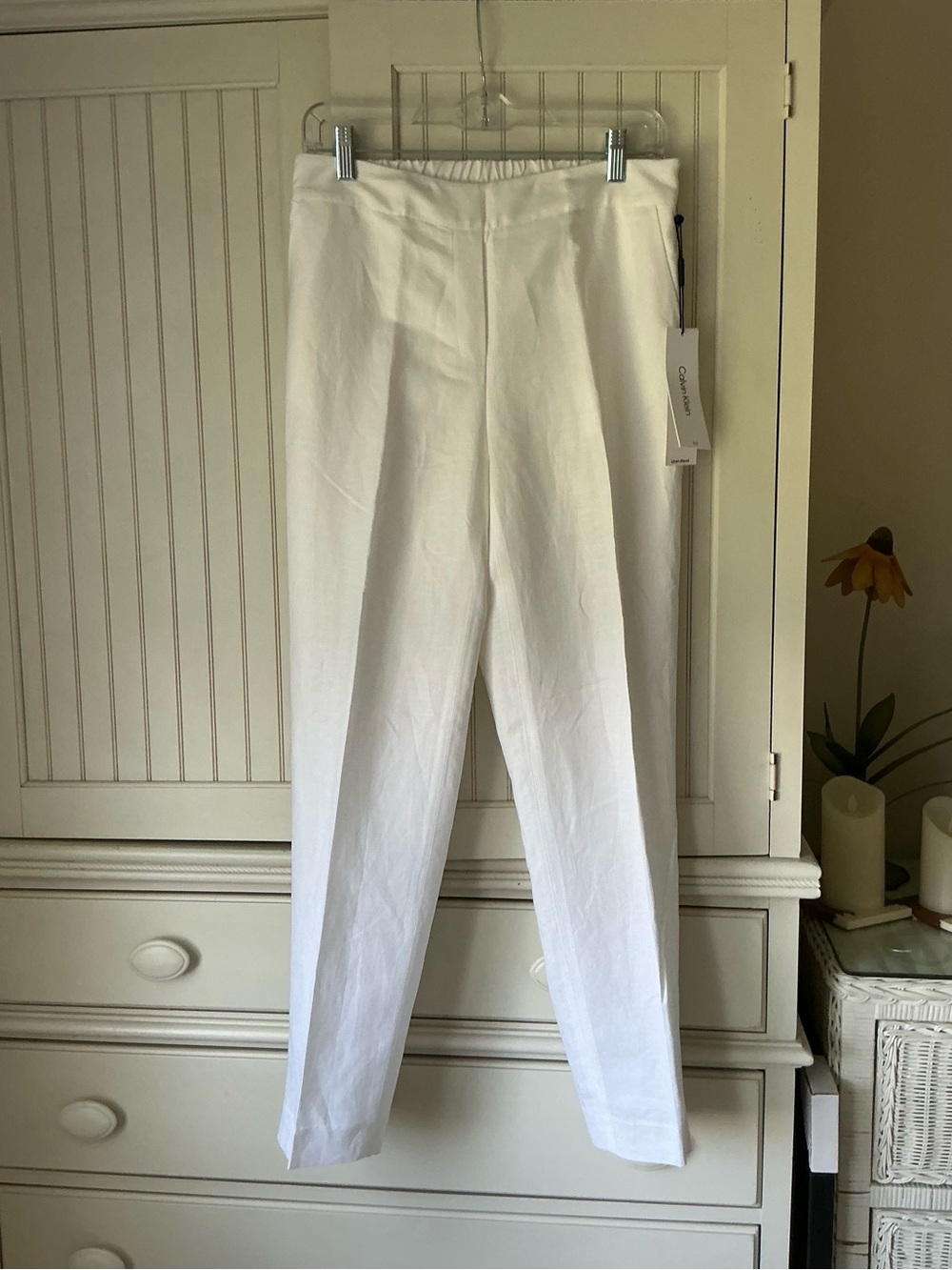 NWT Calvin Klein White Linen Blend Summer Pants ☀️
